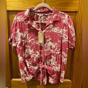 Fat Face Cali Flamingo Tie Front Shirt - Size 8/M - NWT